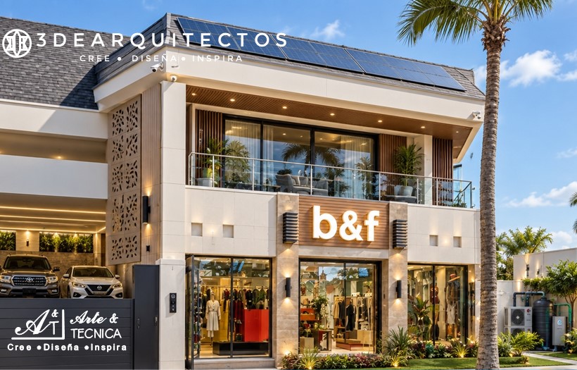 Caso de Éxito: Diseño integral de modulo comercial mixto con residencia con revestimientos ACM y WPc y cubierta de teja asfaltica en Rivas, Nicaragua